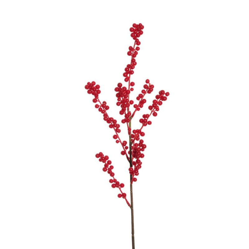 Lot de 24 - Petite tige artificielle de baies d'ilex, 65 cm - rouge 