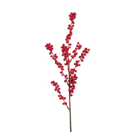 Lot de 24 - Petite tige artificielle de baies d'ilex, 65 cm - rouge 