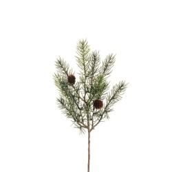 Lot de 24 - Courte tige artificielle de pin Larix avec pommes de pin, 42 cm - vert 