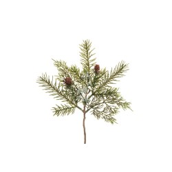 Lot de 36 - Courte tige artificielle de pin avec pommes de pin et baies de juniperus, 30 cm - vert 
