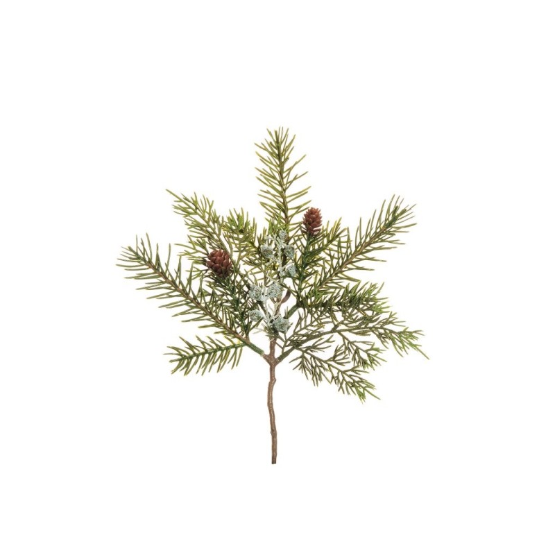 Lot de 36 - Courte tige artificielle de pin avec pommes de pin et baies de juniperus, 30 cm - vert 