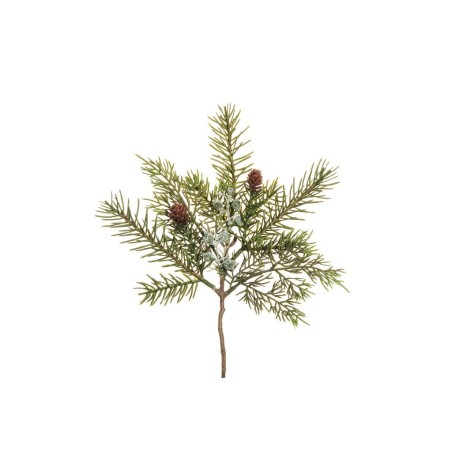 Lot de 36 - Courte tige artificielle de pin avec pommes de pin et baies de juniperus, 30 cm - vert 
