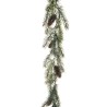 Lot de 6 - Guirlande artificielle de pin avec pommes de pin et glace, 180 cm - vert 