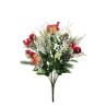Lot de 12 - Buisson artificiel de cyprès, boules de Noël, paquets cadeaux et pommes de pin X14 enneigé, 51 cm - vert blanc rouge