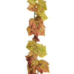 Lot de 12 - Guirlande artificielle de vigne toucher réel, 195 cm - bordeaux vert 