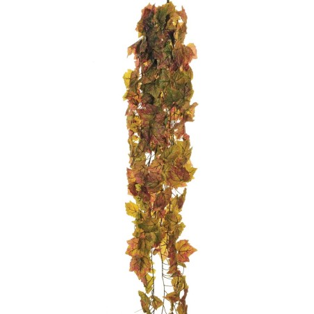 Lot de 6 - Buisson suspendu artificiel de vigne X12 toucher réel, 200 cm - bordeaux vert 