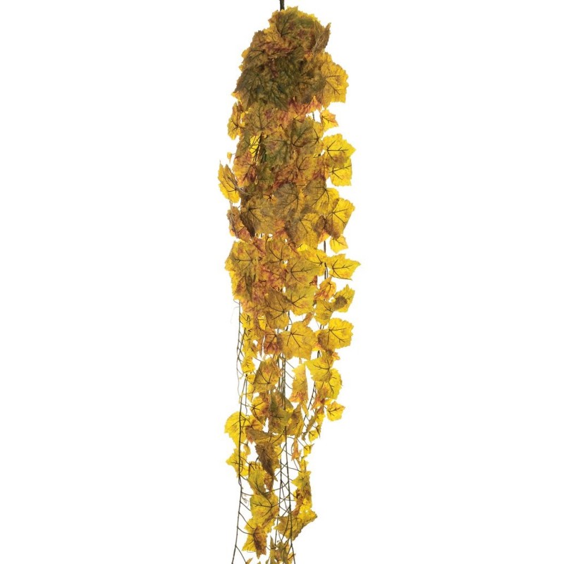 Lot de 6 - Buisson suspendu artificiel de vigne X12 toucher réel, 200 cm - jaune vert marron 