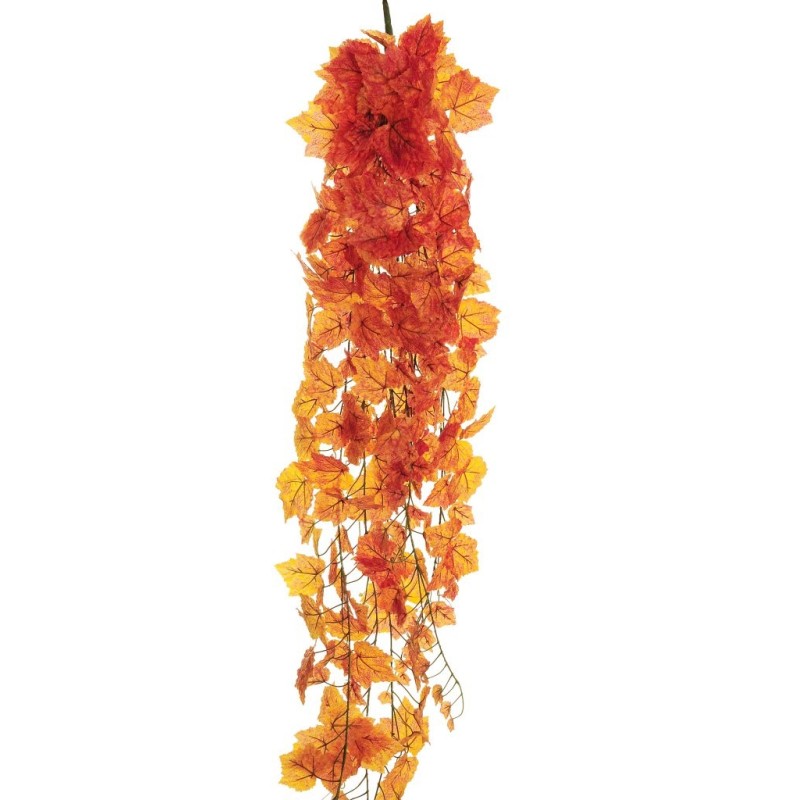 Lot de 6 - Buisson suspendu artificiel de vigne X12 toucher réel, 200 cm - orange 