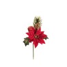 Lot de 36 - Pic artificiel de poinsettia velours, boule de Noël, blé et pin, 17 cm - rouge 