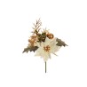 Lot de 36 - Pic artificiel de poinsettia velours, baies, blé, buis et fougère, 17 cm - crème 