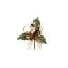 Lot de 48 - Pic artificiel de houx, pommes de pin, baies et ruban, 14 cm - crème or 