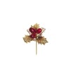 Lot de 48 - Pic artificiel de houx, baies, fougère et blé, 13,5 cm - rouge or 