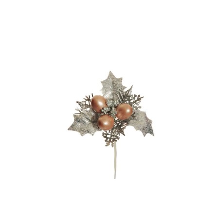 Lot de 48 - Pic artificiel de houx, baies, fougère et blé, 13,5 cm - rose argent 