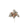 Lot de 48 - Pic artificiel de houx, baies, fougère et blé, 13,5 cm - rose argent 