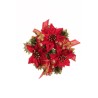 Lot de 12 - Couronne de bougie artificielle poinsettia, boules de Noël, blé et pin, 17 cm - rouge or 
