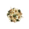 Lot de 12 - Couronne de bougie artificielle poinsettia, boules de Noël, blé et pin, 17 cm - crème or 