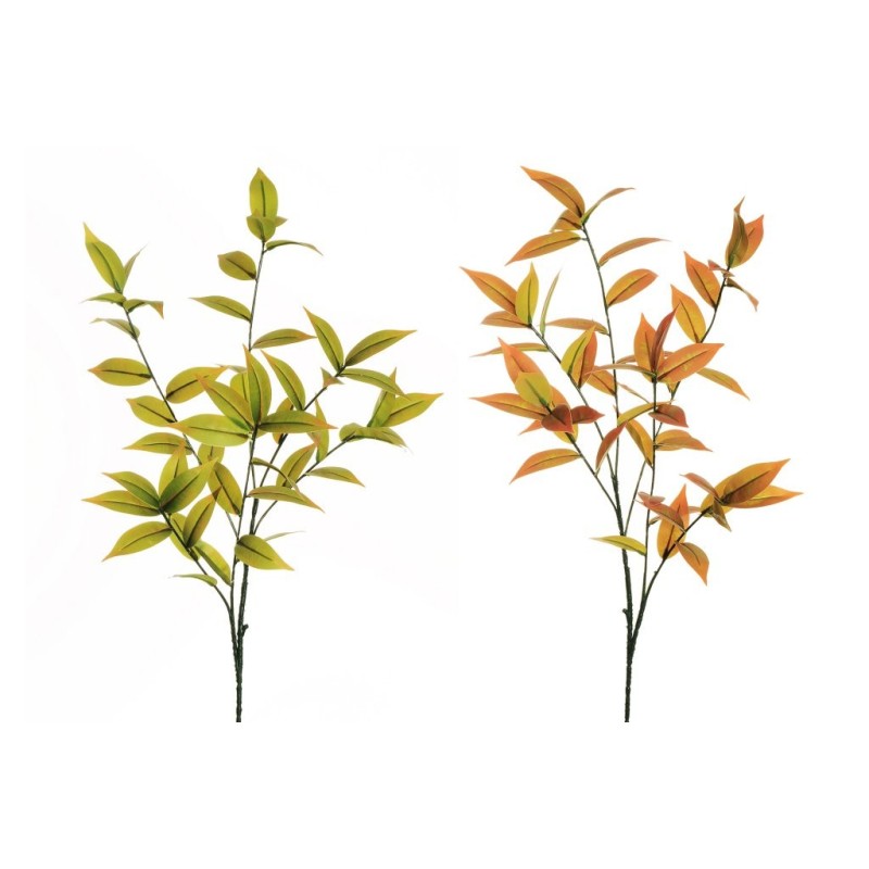 Lot de 36 - Tige artificielle de laurier toucher réel X6, 90 cm - vert orange 