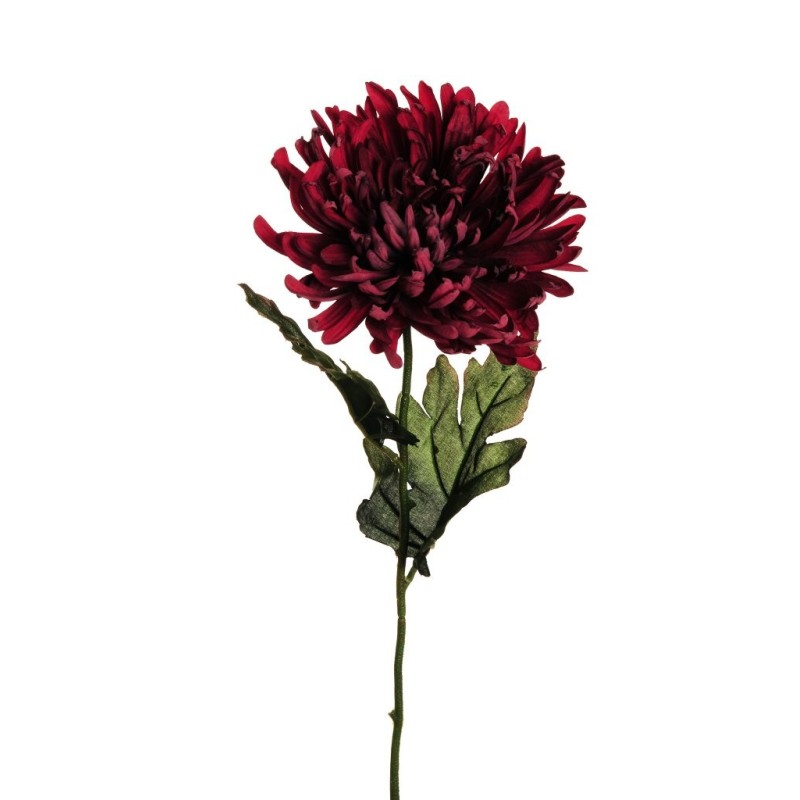 Lot de 36 - Chrysanthème artificiel aspect sec, 70 cm - bordeaux 