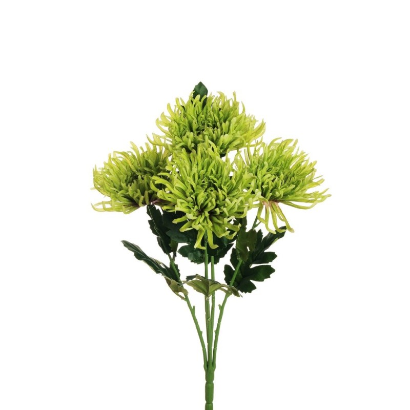 Lot de 12 - Buisson artificiel de chrysanthème Spider X5, 56 cm - vert 