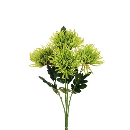 Lot de 12 - Buisson artificiel de chrysanthème Spider X5, 56 cm - vert 