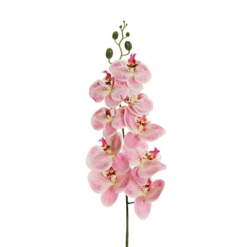 Lot de 15 - Tige artificielle d'orchidée phalaenopsis toucher réel X9, 97 cm - rose blanc 