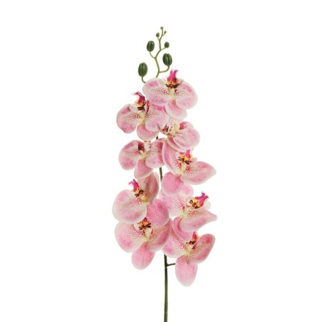 Lot de 15 - Tige artificielle d'orchidée phalaenopsis toucher réel X9, 97 cm - rose blanc 