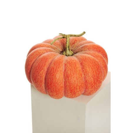Lot de 2 - Citrouille artificielle aspect naturel, D. 38 cm, H. 23 cm - orange 