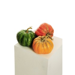 Lot de 12 - Citrouille artificielle aspect naturel, D. 16 cm, H. 14 cm - orange clair 