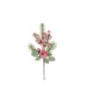 Lot de 48 - Pic artificiel de grenade, baies et pin enneigé, 29 cm - rouge 