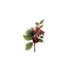 Lot de 144 - Pic artificiel de cloche, houx, baies et pin, 14 cm - rouge 