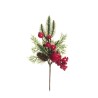 Lot de 24 - Pic artificiel de pomme, baies, pommes de pin et pin, 34 cm - rouge 