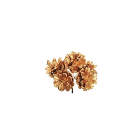 Lot de 36 - Pic artificiel de pommes de pin naturelles métallisé X5, 13 cm - or 