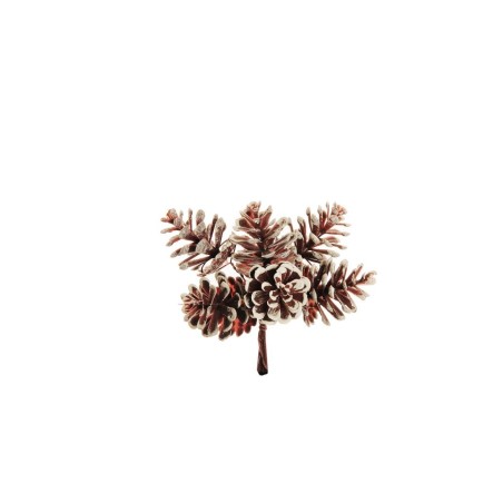 Lot de 48 - Pic artificiel de pommes de pin X6, 11 cm - marron blanc 