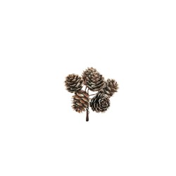 Lot de 48 - Pic artificiel de pommes de pin naturelles X6, 10 cm - marron blanc 