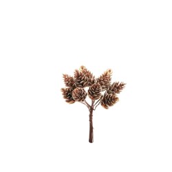 Lot de 72 - Pic artificiel de pommes de pin X10, 13 cm - marron blanc 