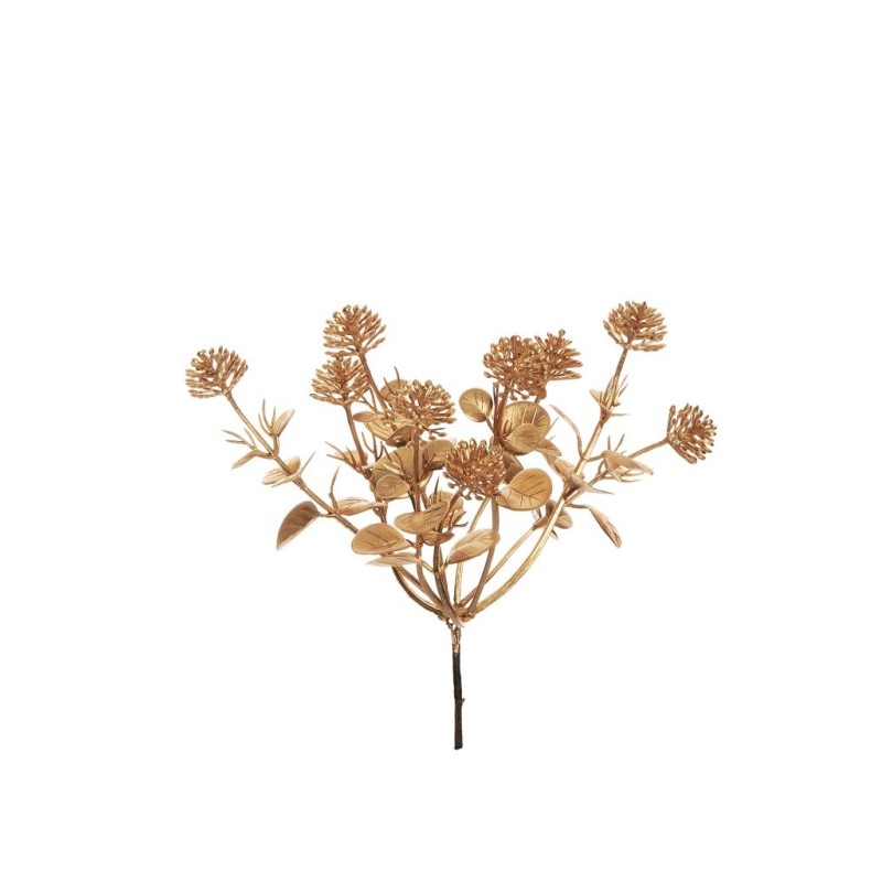 Lot de 48 - Pic artificiel de chardon métallisé X3, 22 cm - or 