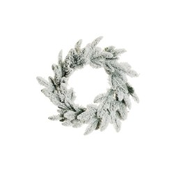 Lot de 20 - Couronne artificielle de pin Nobilis enneigée, 50 cm - blanc 