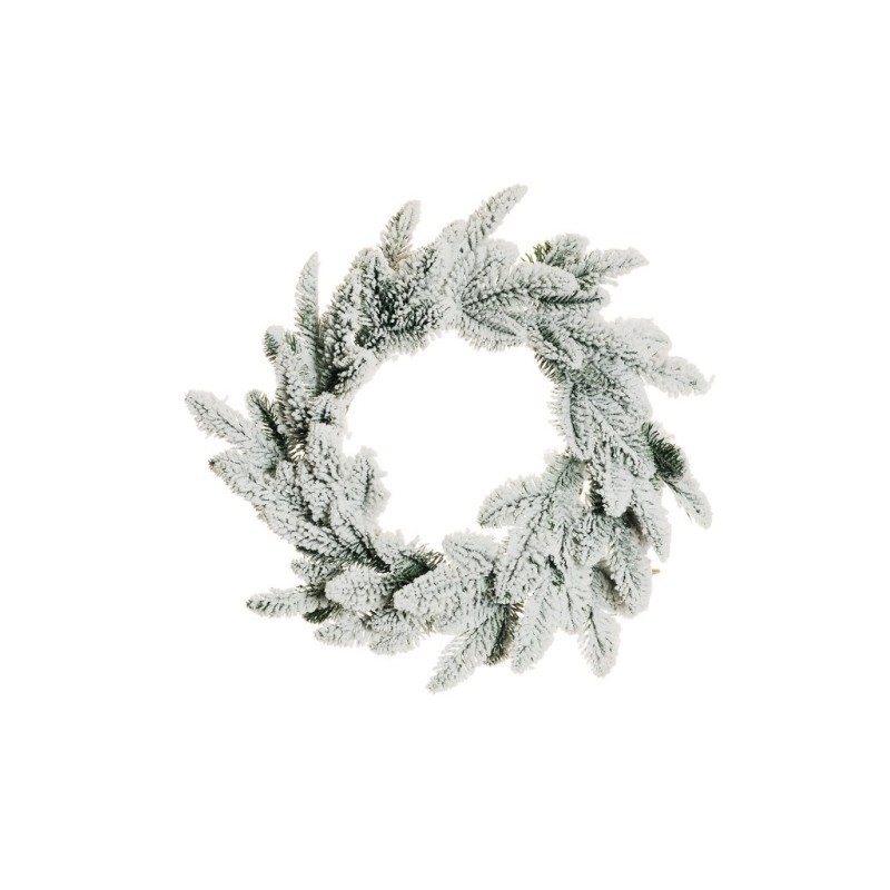 Lot de 20 - Couronne artificielle de pin Nobilis enneigée, 50 cm - blanc 