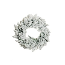 Lot de 10 - Couronne artificielle de pin Nobilis enneigée, 60 cm - blanc 