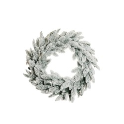 Lot de 5 - Couronne artificielle de pin Nobilis enneigée, 70 cm - blanc 