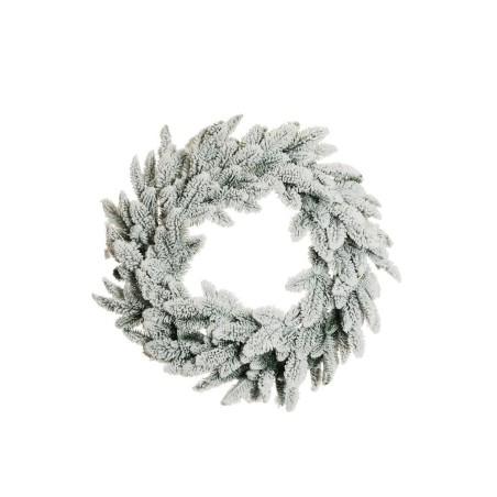 Lot de 5 - Couronne artificielle de pin Nobilis enneigée, 70 cm - blanc 