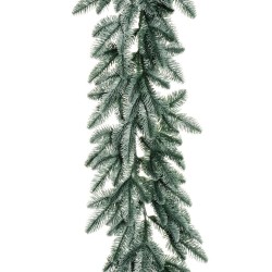 Lot de 9 - Guirlande artificielle de pin Nobilis enneigé, 180 cm - vert gris 