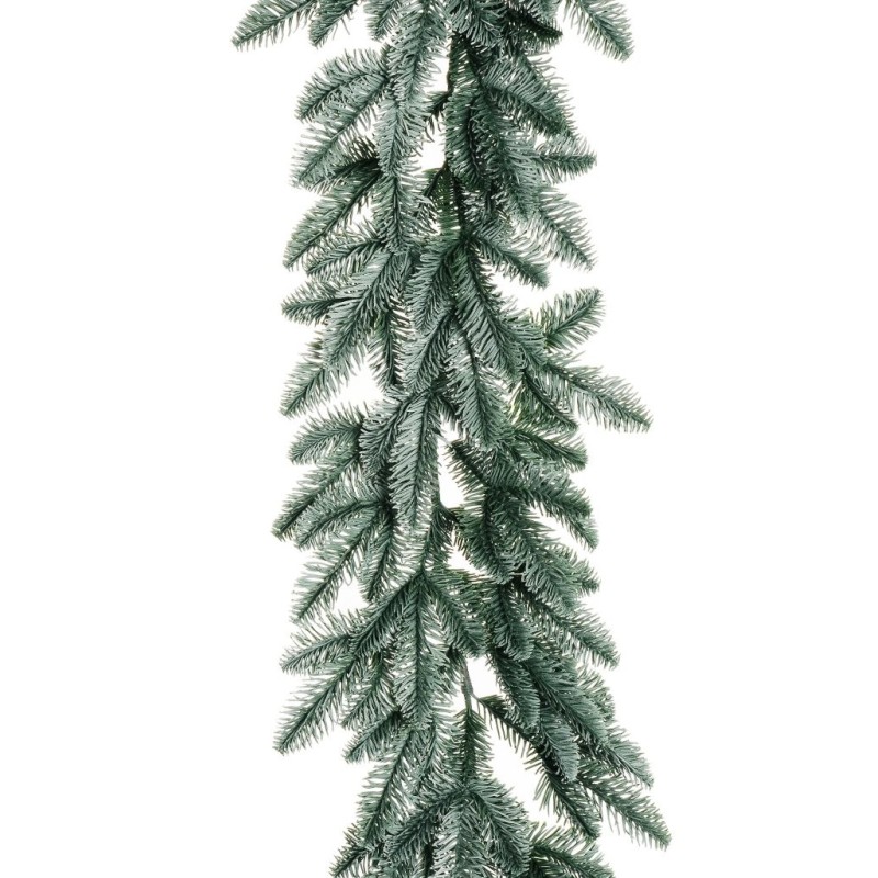 Lot de 9 - Guirlande artificielle de pin Nobilis enneigé, 180 cm - vert gris 