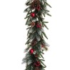 Lot de 6 - Guirlande artificielle de pin avec boules, baies et pommes de pin, 180 cm - rouge 
