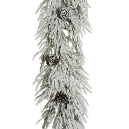 Lot de 4 - Guirlande artificielle de pin Larix enneigée avec pommes de pin, 270 cm - blanc 