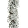 Lot de 4 - Guirlande artificielle de pin Larix enneigée avec pommes de pin, 270 cm - blanc 