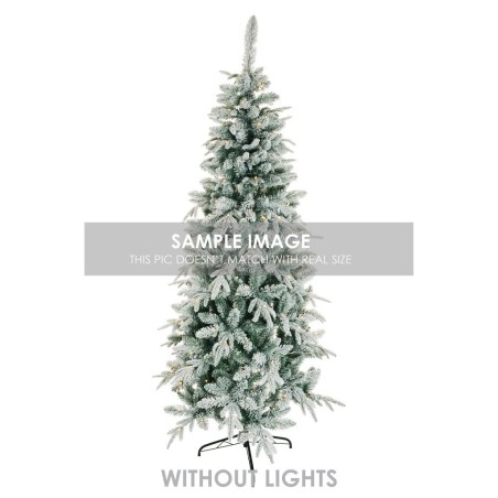 Sapin artificiel slim Seceda enneigé, 300 cm - blanc 