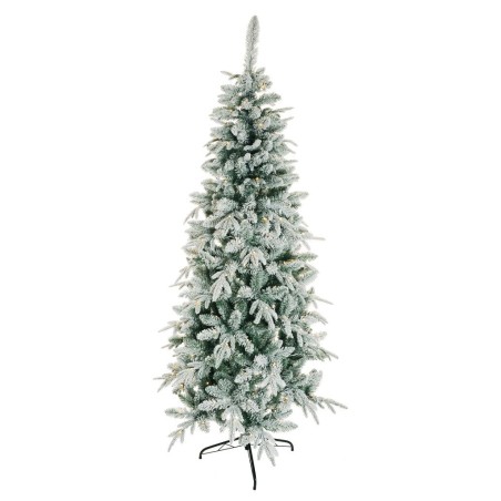 Sapin artificiel slim Seceda enneigé lumineux 210 LED, 210 cm - blanc 