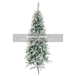 Sapin artificiel slim Seceda enneigé lumineux 300 LED, 270 cm - blanc 