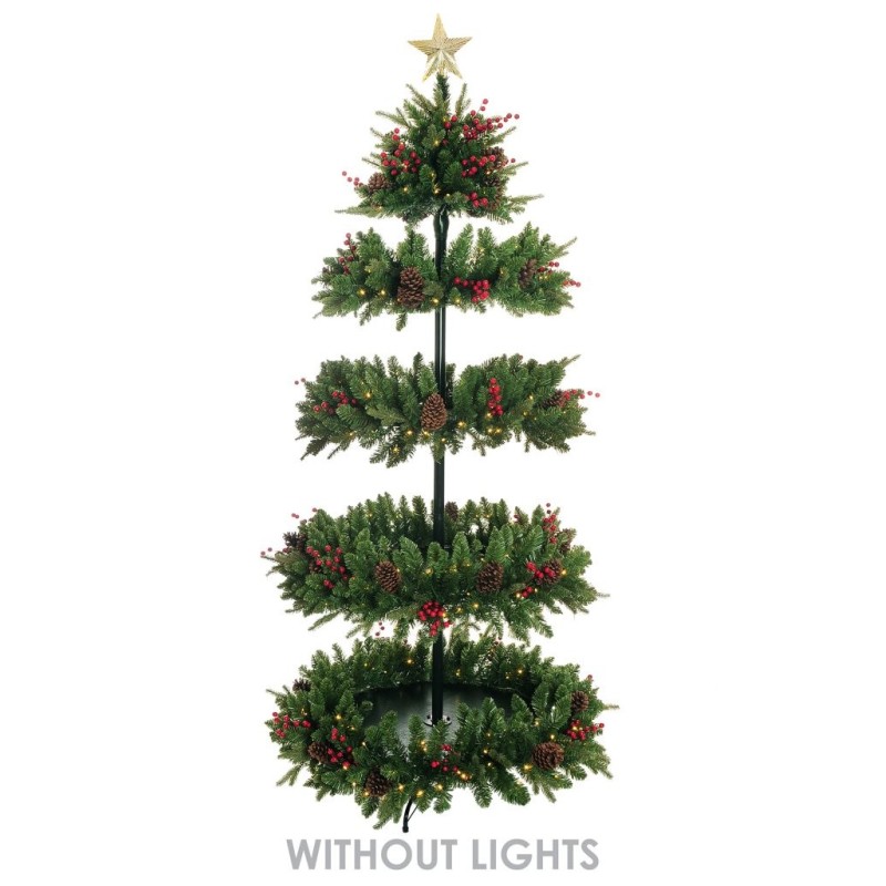 Sapin artificiel de présentation avec étagères en bois, 210 cm - vert 